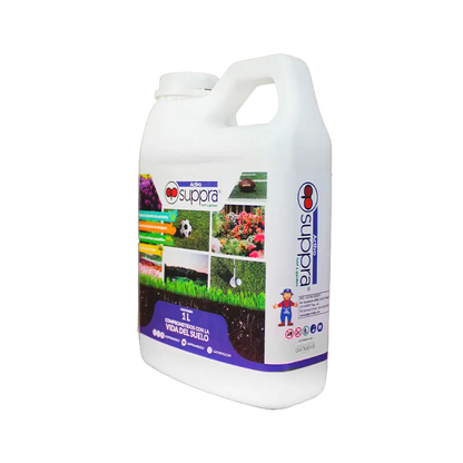 Amino Supppra Turf and Garden 1L, Bioestimulante orgánico para céspedes y cultivos ornamentales, vista envase 3/4
